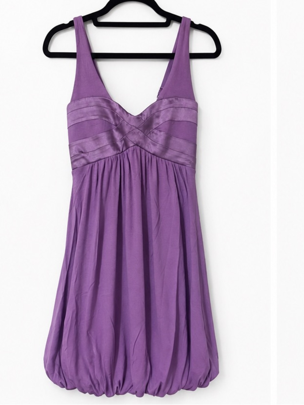 BEBE Grape Purple / Lilac Bubble-Hem Silk Blend Dress Size XXS